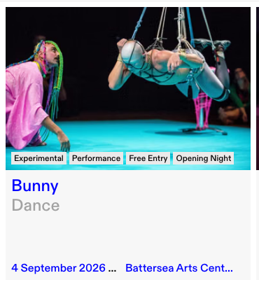 The same card on hover, badges overlaying the lower part of the image.