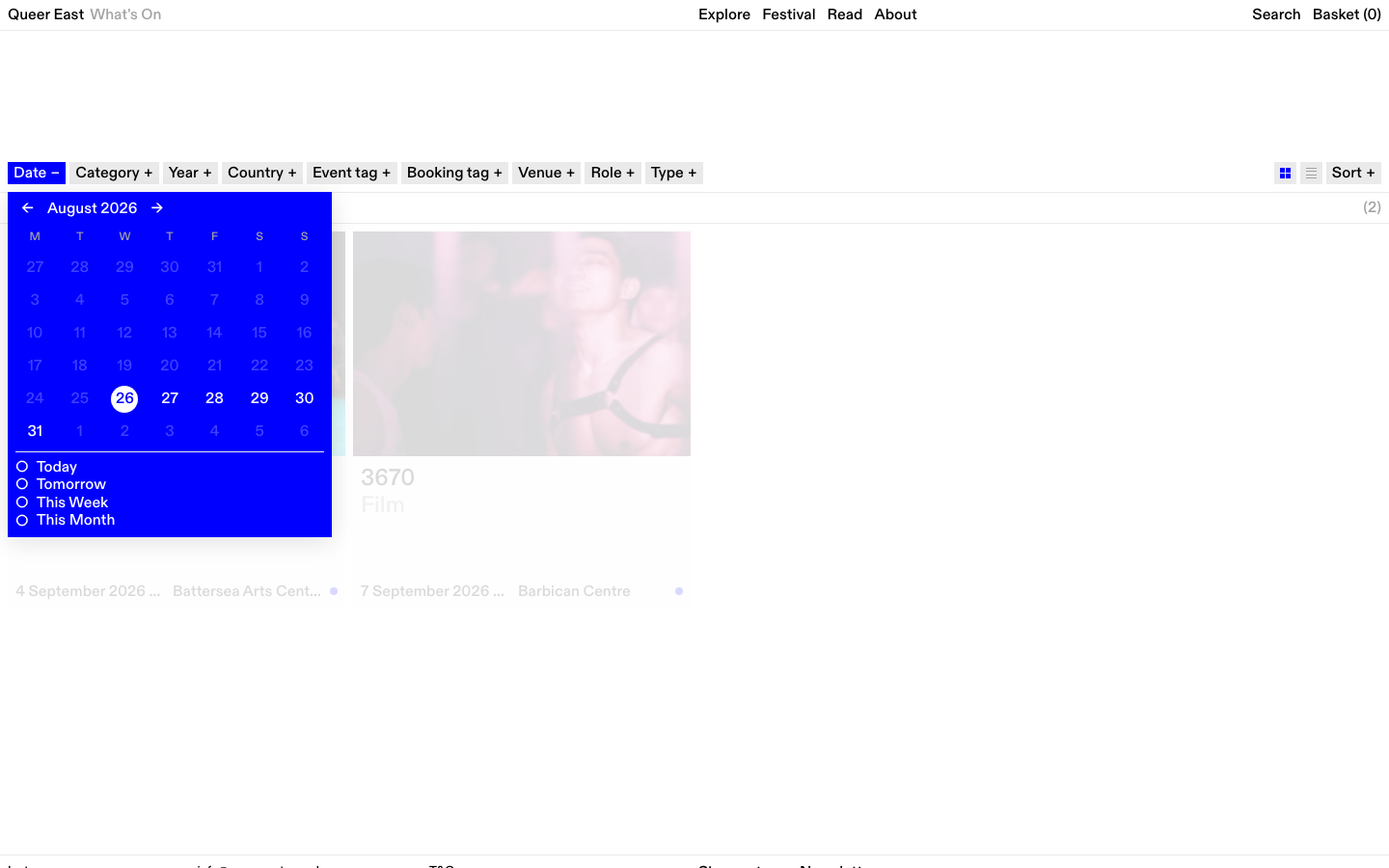 The desktop filter popover on What's On, with option rows 18.6 pixels tall.